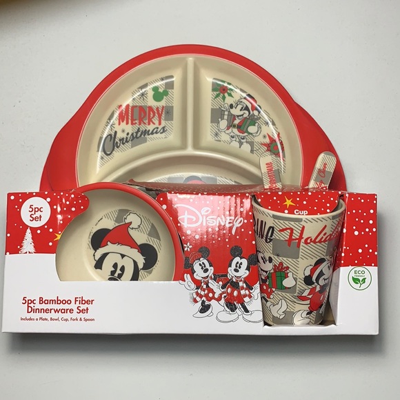 Disney Bamboo Fiber Christmas Kids 5 Pc Dining Set